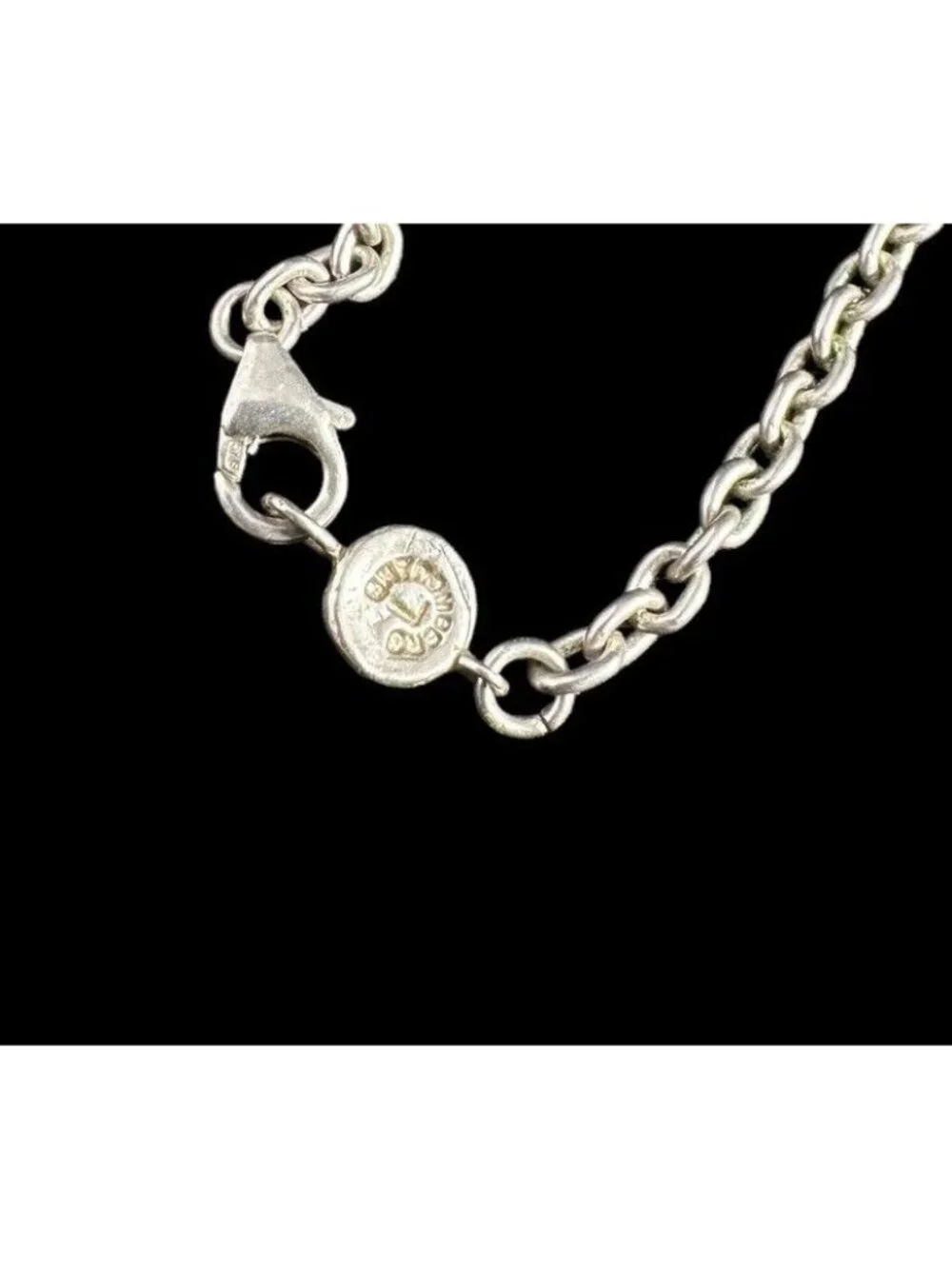 Necklace Signed Liza Shtromberg Sterling Silver Baroque Pearl Oval Chain Link